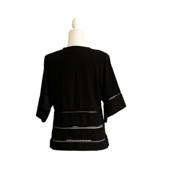 Stella & Dot Top Blouse Maette Hyde Black V-Neck Illusion Short Sleeve Size XS - Picture 4 of 12
